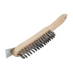 Picture of WOODEN HANDLE 4 ROW WIRE BRUSH WITH SCRAPER