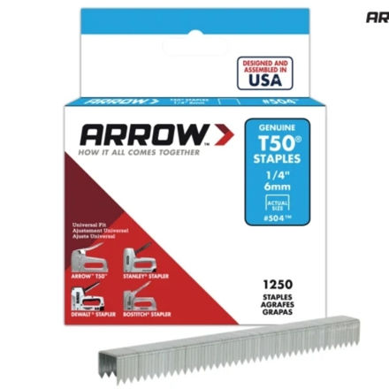 Picture of ARROW T50 STAPLES 1/4""  6MM (BOX 1250)
