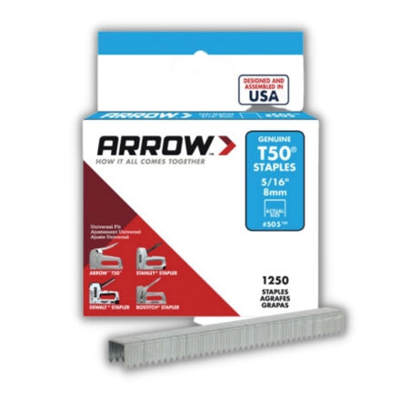 Picture of ARROW T50 STAPLES 5/16"" 8MM (BOX 1250)