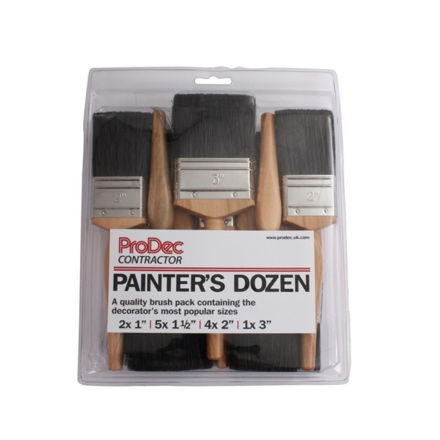 Picture of PRODEC CONTRACTOR PAINT BRUSHES PAINTERS DOZEN PACK 12