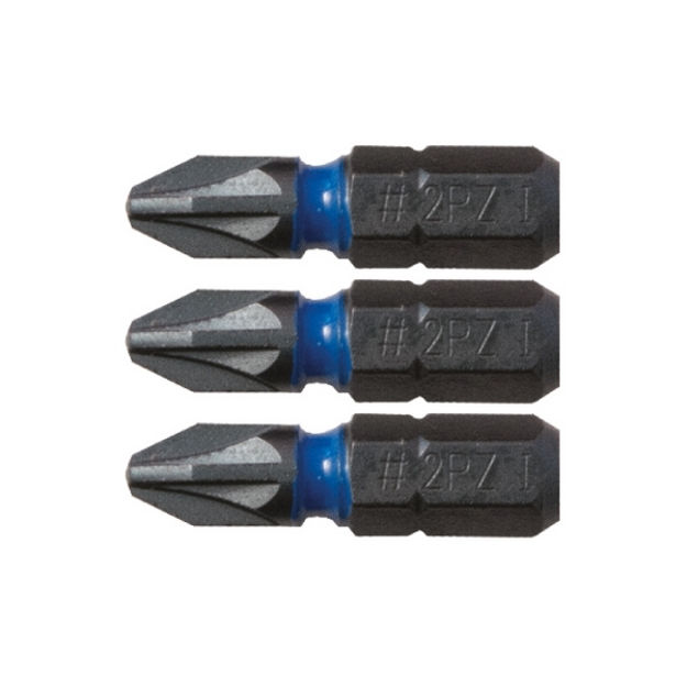 Picture of BLUE STEEL IMPACT SCREWDRIVER BIT 25MM PZ1 PK3