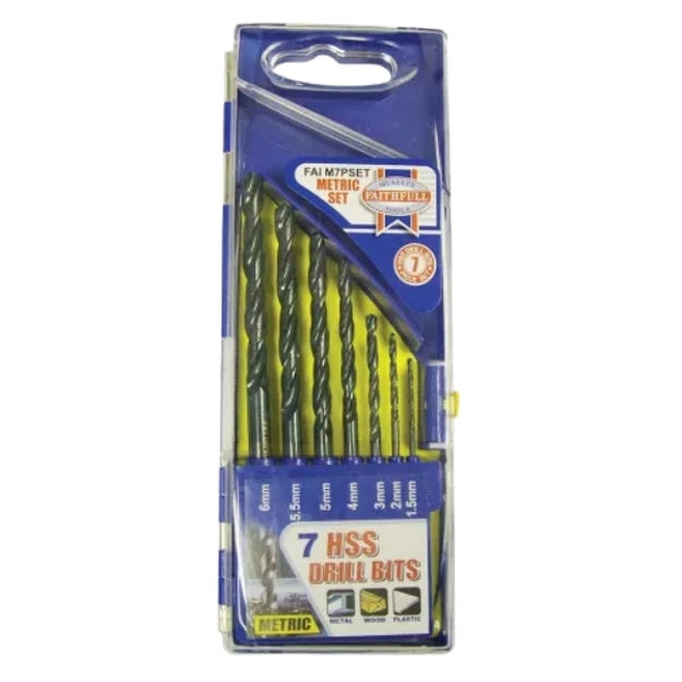 Picture of FAITHFULL HSS DRILL BIT SET 1.5-6MM (7 PIECE)