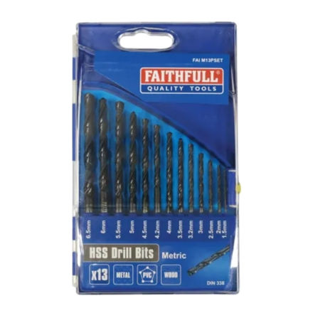 Picture of FAITHFULL HSS DRILL BIT SET 1.5-6.5MM (13 PIECE)