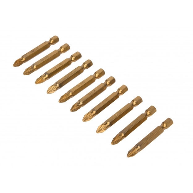 Picture of BLUESPOT POZI POWER BIT SET TITANIUM COATED 50MM (10 PACK)