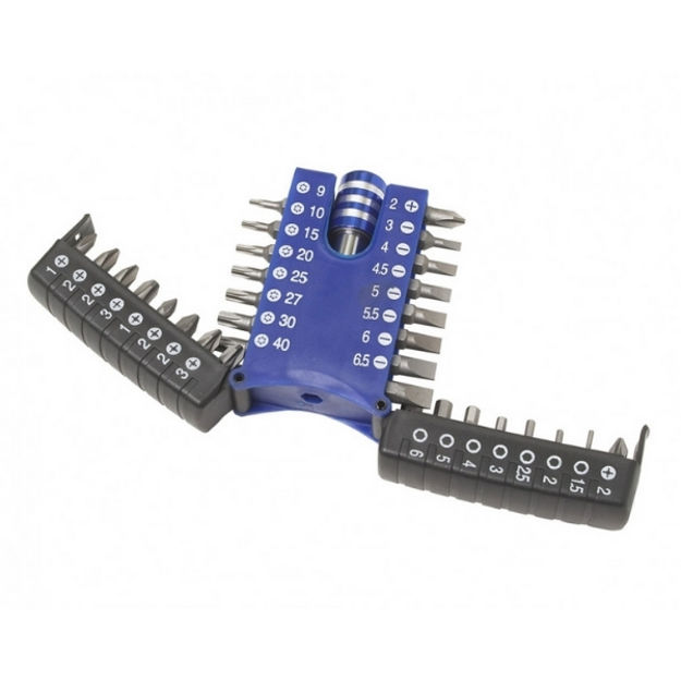 Picture of BLUESPOT COMPACT SCREWDRIVER BIT SET CHROME VANADIUM WITH CHUCK (33 PIECE)