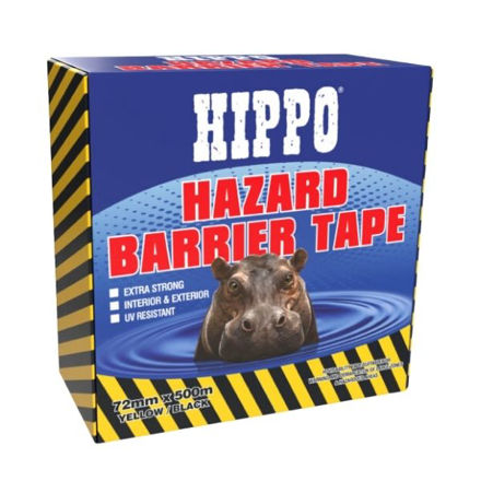 Picture of HIPPO HAZARD BARRIER TAPE 72MM X 500M YELLOW / BLACK