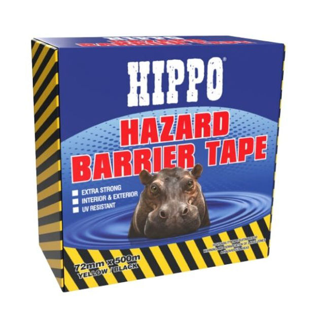 Picture of HIPPO HAZARD BARRIER TAPE 72MM X 500M YELLOW / BLACK