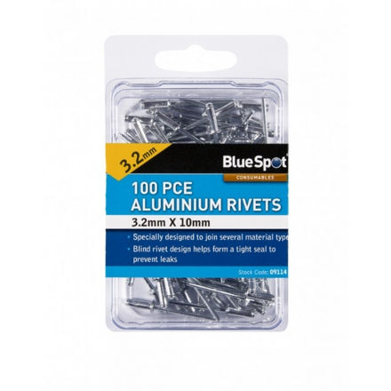 Picture of BLUESPOT 100 PCE 3.2MM X 10MM ALUMINIUM RIVETS