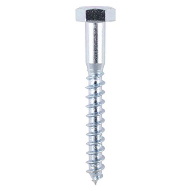 Picture of TIMCO COACH SCREW HEX HEAD SILVER M6 X 75MM