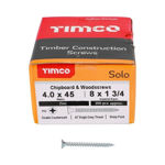 Picture of TIMCO SOLO COUNTERSUNK WOODSCREW PZ2 ZINC 4.0 X 45MM (200 PACK)