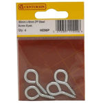 Picture of 30 X 3MM ZP STEEL SCREW EYES (PACK OF 4)