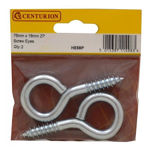 Picture of 75 X 18MM ZP STEEL SCREW EYES (PACK OF 2)