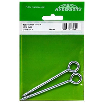 Picture of 100MM X 18MM SCREW IN STEEL VINE EYES (PACK OF 2)