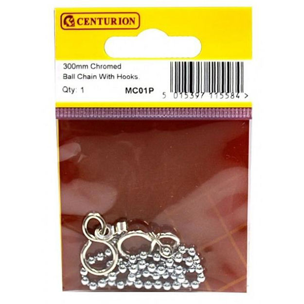 Picture of CENTURION BASIN BALL CHAIN WITH 'S' HOOKS 300MM (12")
