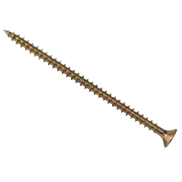 Picture of FORGEFIX CHIPBOARD COUNTERSUNK SCREWS POZIDRIV PZ2 ZINC YELLOW PASSIVATED 4 X 25MM (200 PACK)