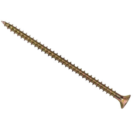 Picture of FORGEFIX CHIPBOARD COUNTERSUNK SCREWS POZIDRIV PZ2 ZINC YELLOW PASSIVATED 5 X 100MM (200 PACK)