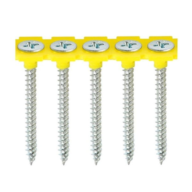 Picture of TIMCO COLLATED DRYWALL FINE THREAD BUGLE HEAD ZINC SCREWS 3.5 X 35 (1000 PACK)