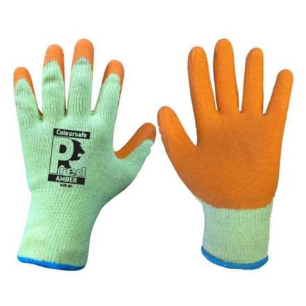 Picture of PREDATOR AMBER GLOVE LARGE (9) ORANGE LATEX PAIR
