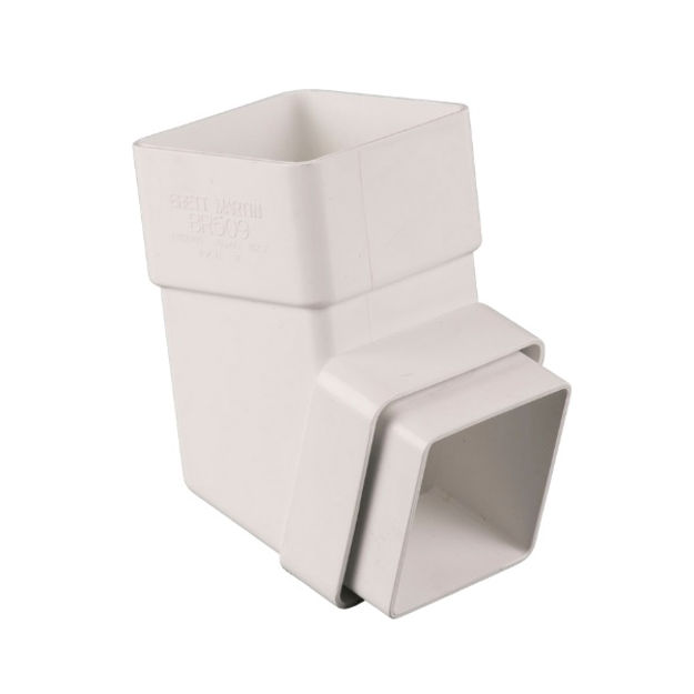 Picture of BR509 65MM SQUARE 112.5 DEG TOP & BOTTOM
OFFSET DOWNPIPE BEND ARCTIC WHITE
