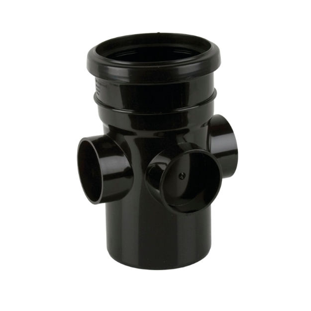 Picture of BS445 SINGLE SOCKET TRIPLE BOSS PIPE BLACK
110MM PUSH FIT