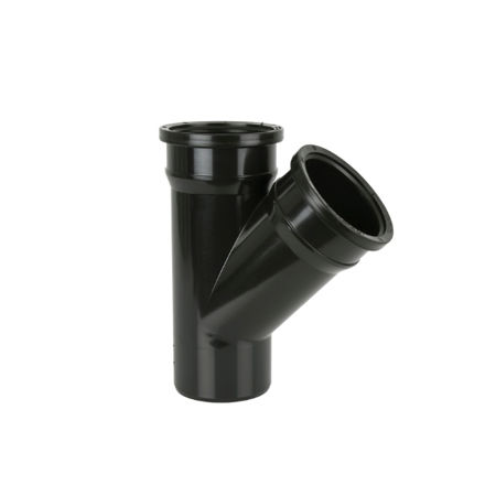 Picture of BS419 135 DEG D/S BRANCH W/O BOSSES BLACK
110MM PUSH FIT
