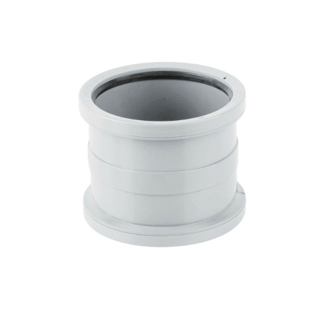 Picture of BS406 DOUBLE SOCKET PIPE CONNECTOR WHITE
110MM PUSH FIT
