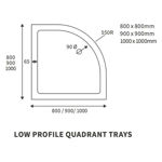 Picture of REFLEXION 40MM 800X800MM QUADRANT SHOWER TRAY INC WASTE