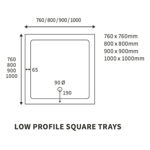Picture of REFLEXION 40MM 900X900MM SQUARE SHOWER TRAY INC WASTE