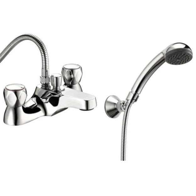 Picture of DCM106 DEVA BATH SHOWER MIXER C/W CHROME
METAL HEADS + KIT
