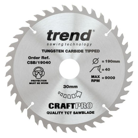 Picture of TREND CRAFTPRO SAW BLADE 190MM X 40T X 30MM