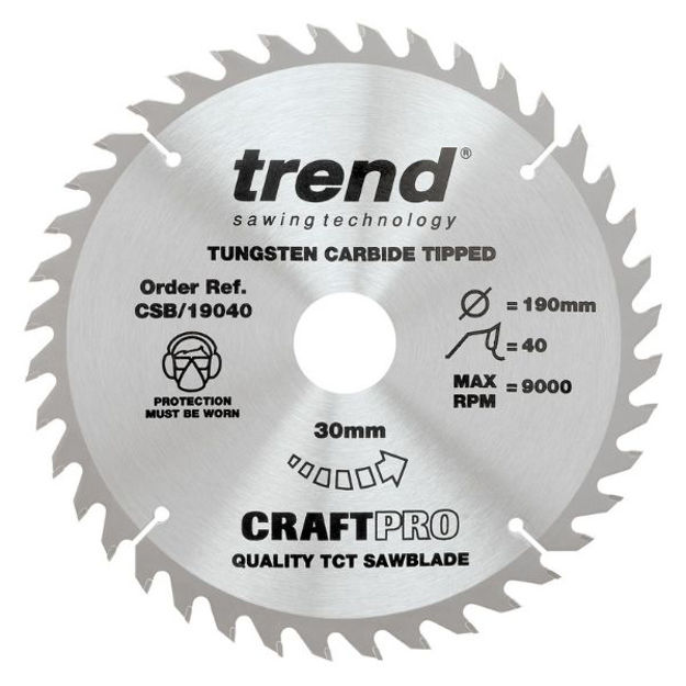 Picture of TREND CRAFTPRO SAW BLADE 190MM X 40T X 30MM