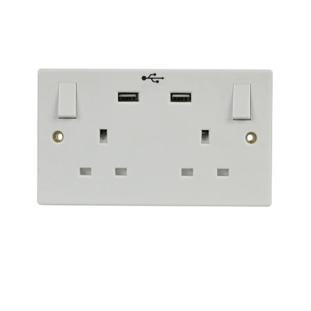 Picture of 2G 13A SWITCH SOCKET WITH X2 USB PORT