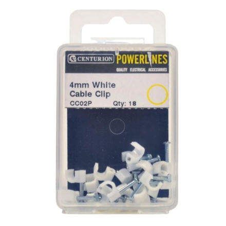 Picture of 4MM WHITE CABLE CLIPS (PACK OF 18)