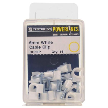 Picture of 6MM WHITE CABLE CLIPS (PACK OF 16)
