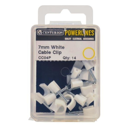 Picture of 7MM WHITE CABLE CLIPS (PACK OF 14)