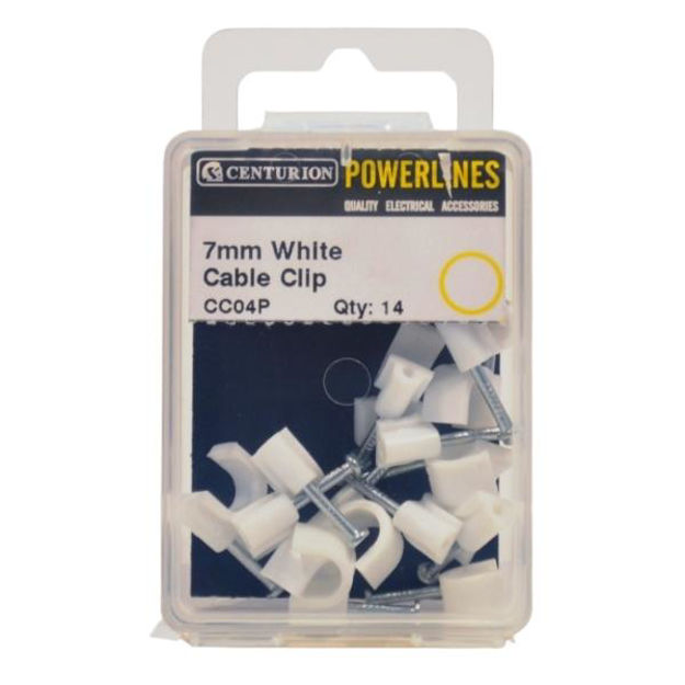 Picture of 7MM WHITE CABLE CLIPS (PACK OF 14)
