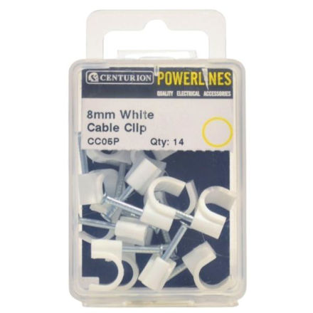 Picture of 8MM WHITE CABLE CLIPS (PACK OF 14)
