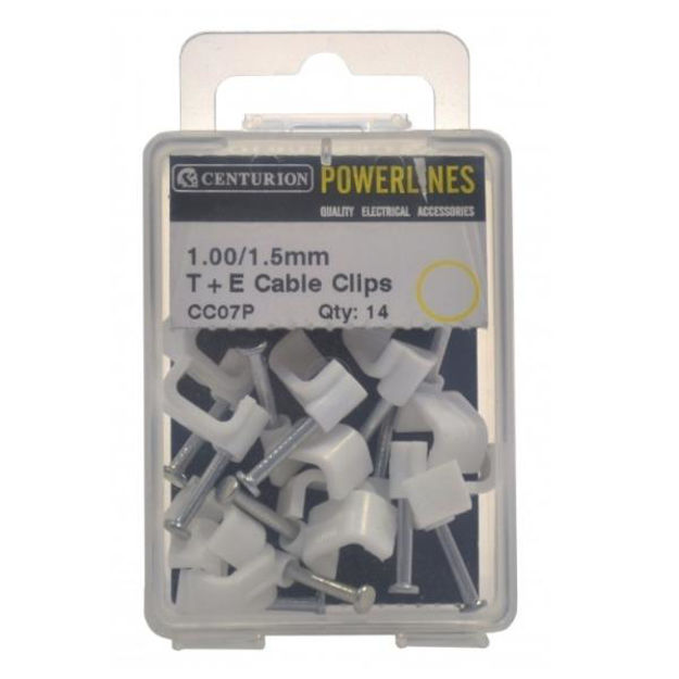 Picture of 1.00/1.5MM T+E WHITE CABLE CLIPS (PACK OF 14)