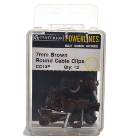 Picture of 7MM BROWN ROUND CABLE CLIPS (PACK OF 12)