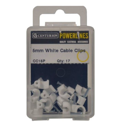 Picture of 5MM WHITE CABLE CLIPS (PACK OF 17)