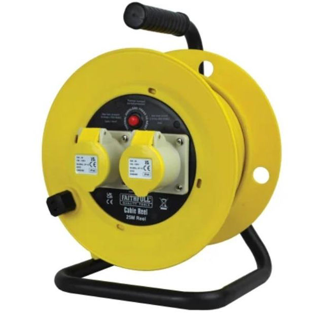 Picture of FAITHFULL 110V 25MTR 16A CABLE REEL