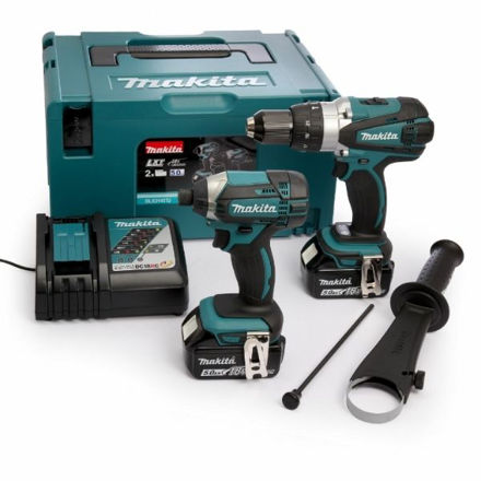 Picture of MAKITA DLX2145TJ 18V COMBI DRILL & IMPACT DRIVER TWIN PACK 2 X 5AMP BATTERIES