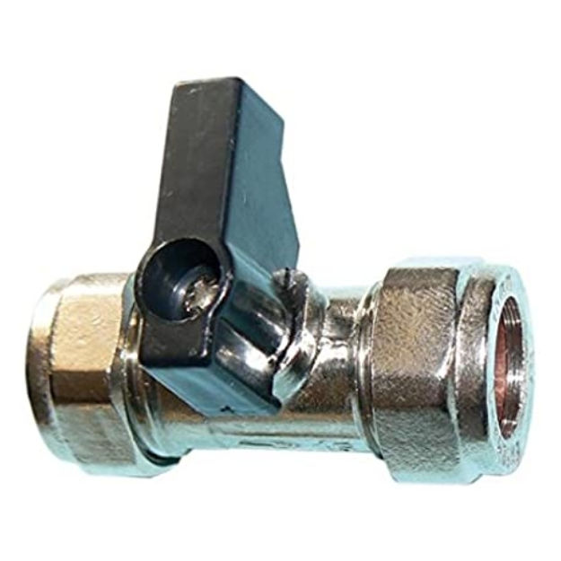 Picture of PRIMAFLOW BRASS ISOLATION VALVE WITH LEVER CHROME PLATED 15MM