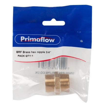 Picture of PRIMAFLOW BRASS HEX NIPPLE 3/4"
