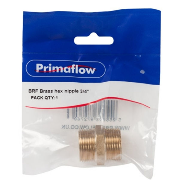 Picture of PRIMAFLOW BRASS HEX NIPPLE 3/4"
