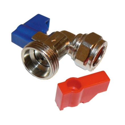 Picture of PRIMAFLOW CHROME PLATED ANGLE WASHING MACHINE VALVE 15MM X 3/4"