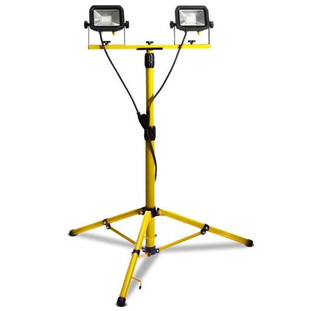 Picture of LUCECO SITE TRIPOD TWIN HEAD WORK LIGHT 2 X 1800 LUMENS 2 X 22W 110V