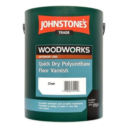 Picture of JOHNSTONES WOODWORKS QUICK DRY POLYURETHANE FLOOR VARNISH CLEAR 2.5L