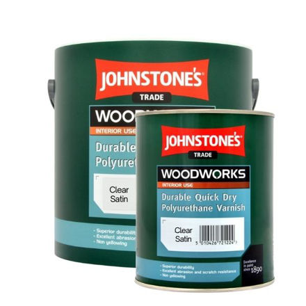 Picture of JOHNSTONES TRADE WOODWORKS DURABLE QUICK DRY POLYURETHANE VARNISH SATIN