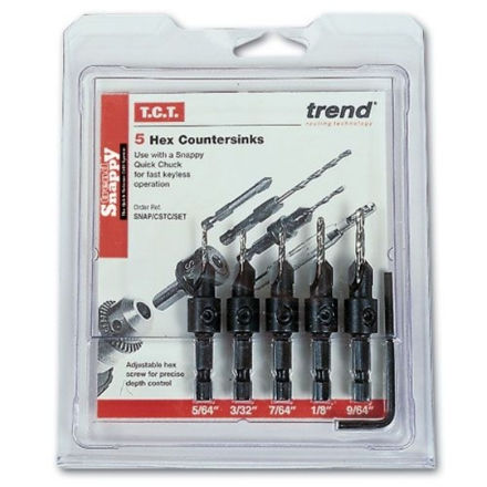 Picture of TREND SNAPPY 5 PIECE TUNGSTEN CARBIDE TIPPED COUNTERSINK SET